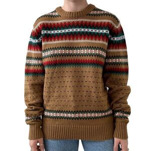 Vintage 1970s Mikes Place Retro Mid Mod Fair Isle Christmas Ski Crew Sweater XL